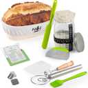 Sourdough Starter Kit - Complete Sourdough Kit with Glass Sourdough Starter Jar, Natural Rattan Banneton Bread Proofing Basket, Bread Lame & More, 16 PCS Baking Gift Set (Oval)