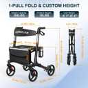 Ageless Joy Rollator Walker Foldable Rollator Walker with Seat for Seniors, Aluminum Frame