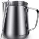 Milk Frothing Pitcher 350ml/600ml/900ml/1500ml (12oz/20oz/32oz/50oz) Steaming Pitchers Stainless Steel Milk/Coffee/Cappuccino/Latte Art Barista Steam Pitchers Milk Jug Cup with Art Pen,12oz