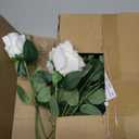 22 Pcs Artificial Roses - Realistic Velvet Flowers with Stems, Bulk Faux Roses for Home Wedding Party Decor (White)