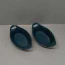 Rachael Ray Solid Glaze Ceramics Au Gratin Bakeware / Baker Set, Oval - 2 Piece, Teal