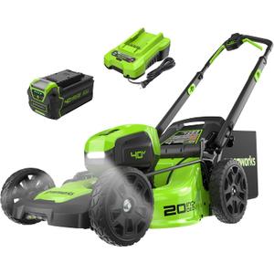Greenworks 40V 20" Brushless Cordless Lawn Mower with 4.0Ah Battery & Charger(75+ Tool Compatibility)