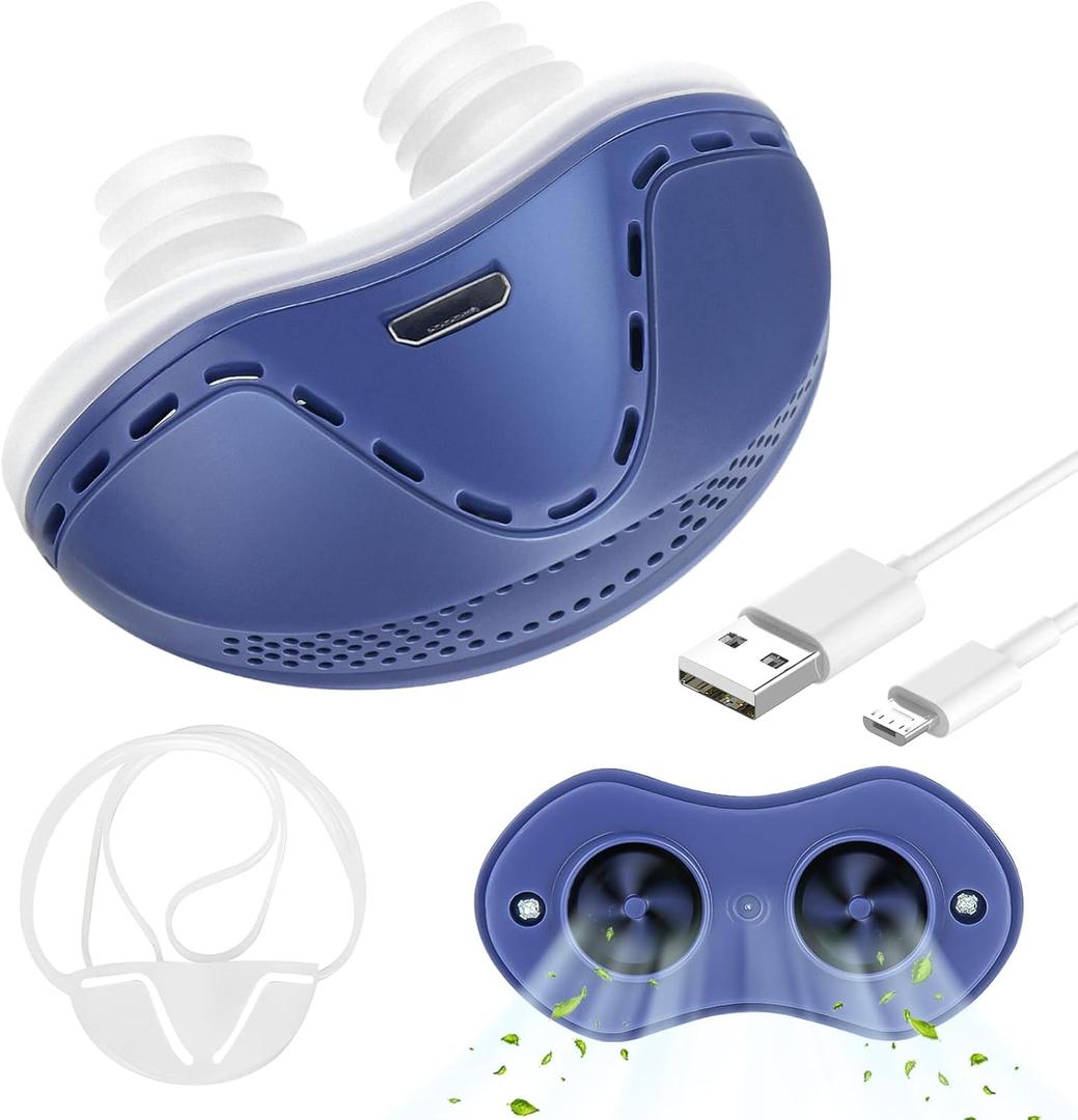 Anti Snore Device, Electric Stop Snoring Solution, Mini Portable Anti Snoring Devices Stopper, Adjustable Wind Speed Snoring Prevention Nasal Dilators for Men & Women Travel Blue)