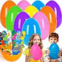 Large Easter Eggs, 12 Pieces 4.7" Jumbo Plastic Bright Solid Dinosaur Easter Egg Filled with Small Toys, Dinosaur Easter Theme Party Favor, Basket Stuffers Fillers, Classroom Prize Supplies Toy
