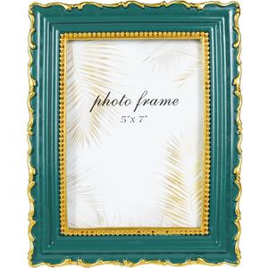 Vintage Picture Frame, Green Antique Ornate Picture Frame, Victorian Retro Decorative Photo Frames for Tabletop & Wall, Baroque Home Decor Frames, Gift Idea (Green, 5X7)