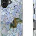 Goodon for iPhone 16 Case - Compatible with Magsafe - Dual-Layer Hard Shell & Silicone Cover - Protective Phone Case with Cute Wildflower Designs for Women - Pastel Hydrangea