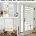No Drill Zebra Blinds for French Door, 34 5/8" W x 72" L, White | Cordless Blinds for Door with 34" Covering Width, Small Gap Design Light Filtering Sheer Shades for Indoor Windows, 1 Panel