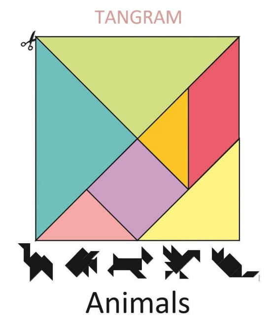 Tangrams 7 Shapes 10 animal cards 3+, 8 Pack
