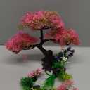 SLOCME Pink Cherry Blossom Tree Aquarium Decor Set  10 Pcs Artificial Plastic Plants for Fish Tanks, Betta & Goldfish Hiding Accessories, Realistic & Safe Aquarium Decorations (Pink)