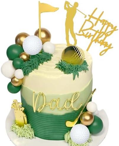 Golf Cake Topper, Qoadwem 23pcs Golf Cake Decorations Golf Cart Cake Toppers Heading for The Green Cake Topper for Golfers with Cart Flag Golf Ball for Golf Theme Party Supplies