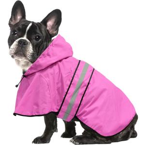 Waterproof Dog Rain Coat - Reflective Adjustable Pet Raincoat Jacket, Lightweight Dog Hooded Poncho Raincoats for Small to X- Large Dogs and Puppies (Pink, Medium)