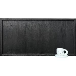 40"x20" Extra Large Long Rectangle Ottoman Table Tray - Black Rustic Wooden Serving Tray for Farmhouse Decorative Oversized Coffee Table Trays Living Room Kitchen Counter Breakfast