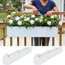 LaLaGreen Planter Boxes Outdoor (36 Inch, 2 Pack) White Metal Rectangular Deck Railings Flower Box with Brackets, Large Planters Plant Holder for Fence Balcony Rail Patio Porch Modern Garden Decor