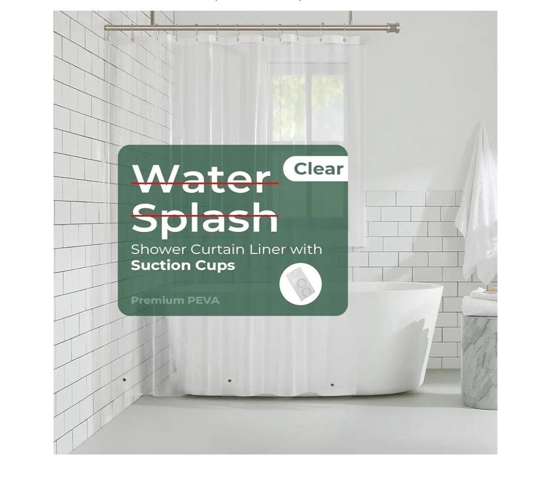 HARBOREST Clear Shower Curtain Liner with Side Suction Cups, Premium PEVA Plastic Shower Liner with 3 Magnets, Waterproof Bathroom Curtain, 54 x 72, Clear