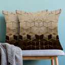 Boho Brown Black Pillow Covers 18 x 18 Inch Set of 2 Abstract Brown Golden Geometric Throw Pillows Outdoor Decorative Modern Art Cubic Pillowcase Linen Cushion Cases for Bed Sofa Couch