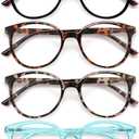 GIBLOGO Stylish 6 Pack Reading Glasses for Women Men-Computer Readers with Spring Hingess-Round Fake Eyeglasses w/Clear Lens 
Classes+1.25 6 Pack