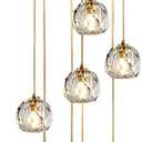 10 Light Crystal Chandeliers Brushed Gold Cluster Pendant Light Fixture Long High Ceiling Crystal Staircase Chandelier Modern Raindrop Hanging Chandelier