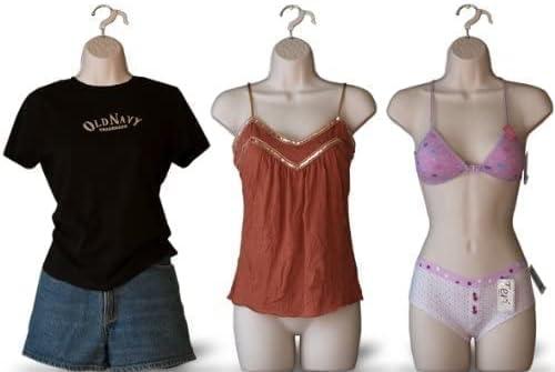 Female Mannequin Hip Long Torso Hollow Back Body Stackable Dress Form with Hanging Hook for Tshirt Display, Countertop, Craft Show, Photos and Design, S-M Clothing Size (Flesh)