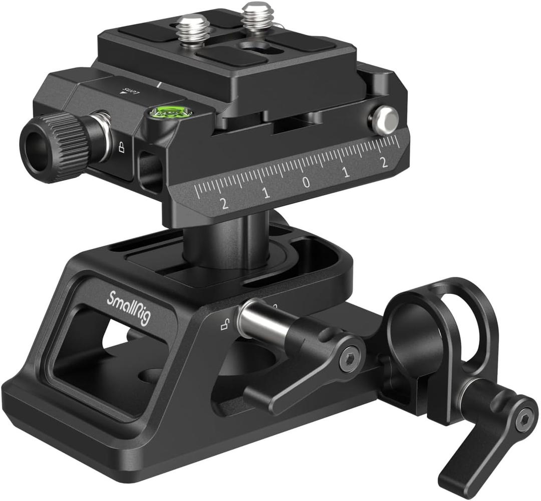SmallRig Mount Plate for Arca-Swiss Quick Release Clamp and Bottom Plate for Manfrotto Type with Height-Adjustable 15mm Rod Clamp Mount - 4233