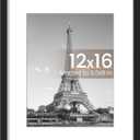 Upsimples 12x16 Picture Frame, Display Pictures 8.5x11 with Mat or 12x16 Without Mat, Wall Hanging Photo Frame, Black, 1 Pack