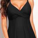 Women's Flowy Tankini Tops Only - Modest Bathing Suit Top Loose Fit Swimsuit Tops No Bottom 2025 (Black, L)