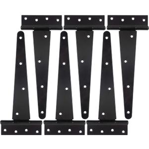 T-Strap Shed Hinge Gate Strap Heavy Duty Hinge Door Barn Gates Hinges (6, 10 inch)