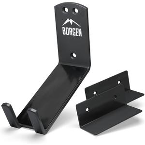 Borgen Bike Wall Mount Pedal Hook for E-Bikes, MTB & Road - Bicycle Wall Mount with Support Brackets and Wall Protection Pads, Suitable as Bike Rack Garage Bike Storage Shed and Bicycle Storage Indoor (Set of 1, Black)