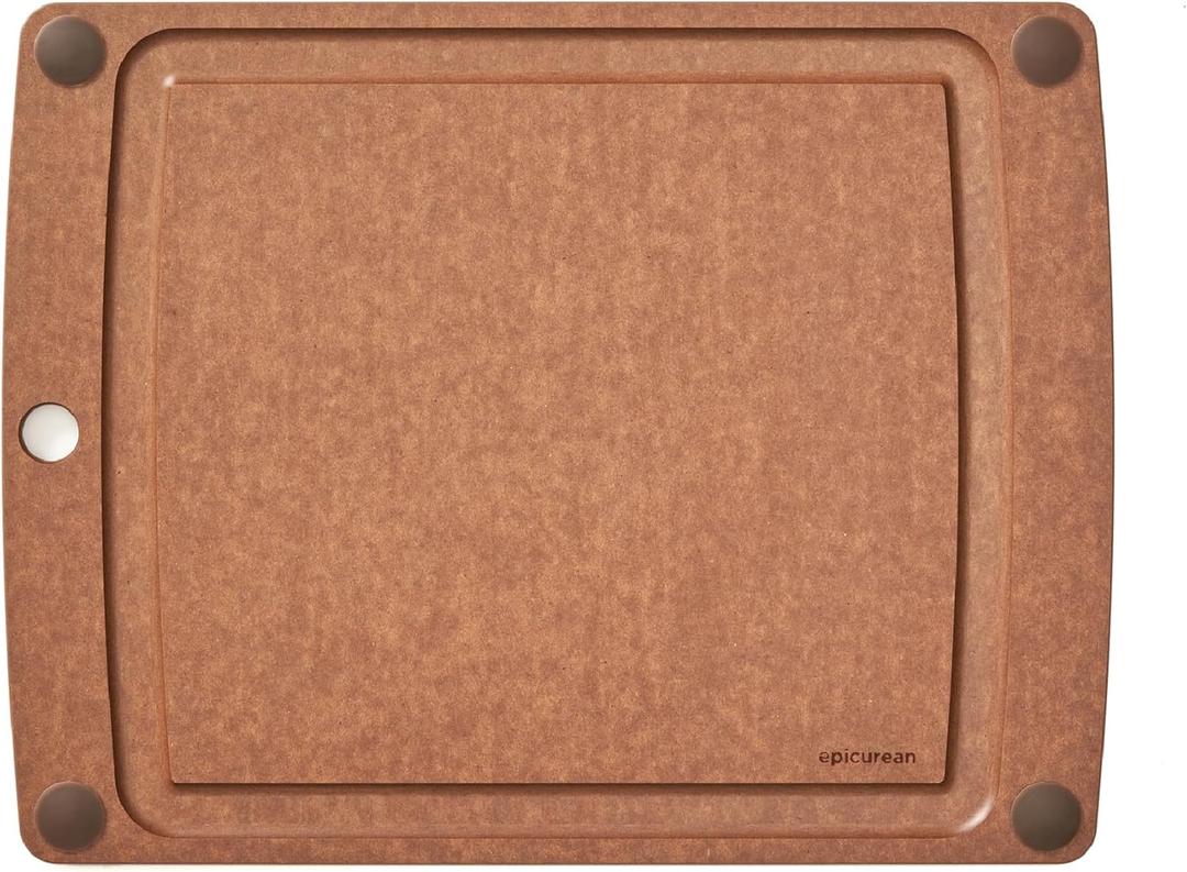 Epicurean All-In-One Cutting Board with Non-Slip Feet and Juice Groove - Non-toxic, Dishwasher Safe, Made in the USA, 14.5" x 11.25", Nutmeg