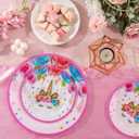 WELLIFE 20PCS Unicorn Theme Plastic Plates - Dinner & Dessert Plates for Magical Unicorn Birthday Party Decorations, 1st Birthday Party Supplies for Girls