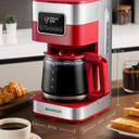 SHARDOR 10Cup Programmable Coffee Maker, Regular & Strong Brew Drip Coffee Machine for Home and Office, Auto Shut Off, Permanent Filter (red)