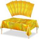 MADLYN RHUE 6 Pack Gold Tablecloth, Iridescence Plastic Table Covers Disposable, 54"x108" Holographic Table Cloths for Birthday, Wedding, Dinners, Picnics, Party Decorations