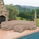 ULTCOVER Patio Curved Sofa Cover Waterproof for 5-7 Seater Outdoor Sectional Furniture Couch 190"(Back Arc Length) / 126"(Front Arc Length) x 32"(Deep)