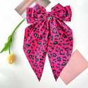 3 x Leopard Hair Clips for Women YEFIUO Bow Hair Ties No Damage Flat Spring Claw Clips Fall Winter Fashion Streamer Barrettes Hair Accessories Decoration Gifts for Ma'am Girls (Red)