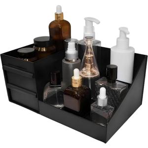 Cologne Organizer for Men with Drawer,Black Cologne Stand Shelf,Perfume Organizer,Bathroom Vanity Counter Organizers and Storage,Bedroom Essentials,Room Decor for Men