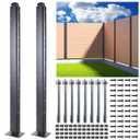 Q235A-Steel 5ft (H/58in) Heavy Duty Fence Post - Serial Post, Suitable for Outdoor Patio, Backyard and Garden Fence Post Bracket Construction (2pack-Matte Black)