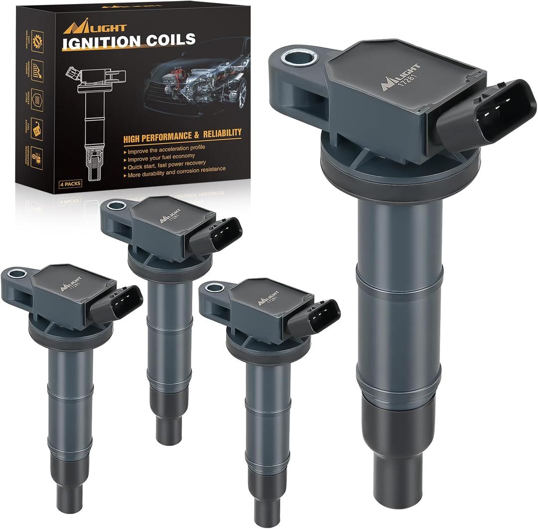 Nilight Ignition Coil Packs Fit for Toyota 2002 2003 2004 2005 06 07 08 2009 Camry Highlander RAV4 Corolla Matrix Solara 2010-2015 Lexus Scion TC XB 2.4 2.0L OE# UF333 C1330 90919-02244 Coils, Set of 4