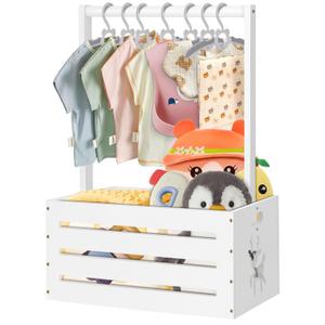 Wooden Baby Shower Crate Closet, Large Baby Toy Storage Basket with Handle, 30"x16"x11" for Newborn Boys Girls Pregnancy New Parents Gifts - White Color