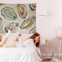 Exqcom Coastal Beach Tapestry, Coastal Beachy Room Decor Aesthetic, Sea Oyster Shell Ocean Tapestries Wall Blanket for Beach Bedroom House Cabin Kitchen Decor, 50x60 Inch