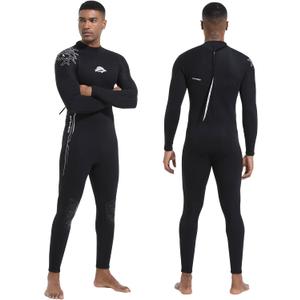XUKER Wetsuit for Men 2mm, Neoprene Wet Suits Back Zip in Cold Water Full Body Dive Suit for Water Sports,  Black, Large