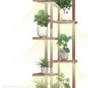 Solatmos Bamboo Plant Stand With Grow Lights Indoor Plants Outdoor Corner Plant Shelf Flower Stands for Living Room Patio Garden Corner Balcony (Wood, 7 Tier)