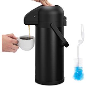Airpot Coffee Carafe for Keeping Hot - 102 OZ/ 3.0L Coffee Dispenser with Pump - Insulated Stainless Steel thermal carafe for Hot Drinks Water Tea, Chocolate - Hot Beverage Dispenser for Parties