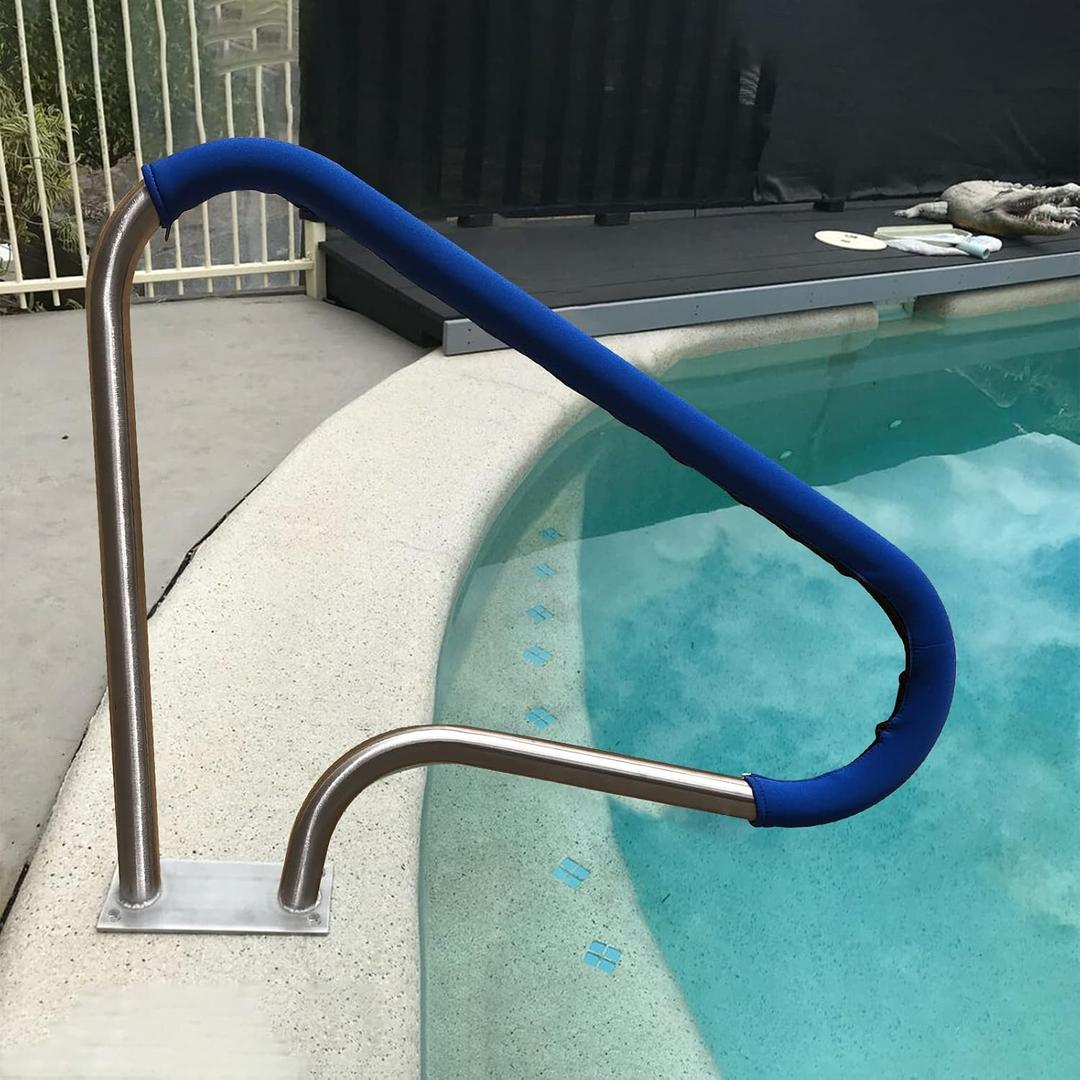 Pool Rail for inground Pools (39x32), 304SS Pool handrail with Nonslip Blue Cover
