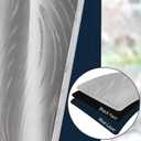 100% Blackout Curtains for Bedroom, Grey Silver Foil Pattern Curtains 72 Inch Length Living Room Darkening Thermal Insulated Metallic Silver Wave Print Drapes Grommet Window Curtains 2 Panels