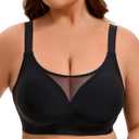 INNERSY Womens Plus Size Wireless & Seamless Supportive Full Coverage Bras Push Up No Underwire Bra for Everyday Comfort (Black, 1XL)