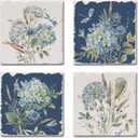 Thirstystone Bohemian Blue Multi-Image Absorbent Stone Tumbled Tile Coaster 4 Pack with Protective Cork Backing Manufactured in The USA