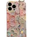 Casebus Fashion Floral Phone Case, Oil Painting Flower Pattern, with Wrist Strap Kickstand, Shockproof Protective Cover
