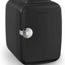 CROWNFUL Mini Fridge, 4 Liter/6 Can Portable Cooler and Warmer Personal Fridge for Skin Care, Cosmetics, Food,Great for Bedroom, Office, Car, Dorm, ETL Listed (Black)