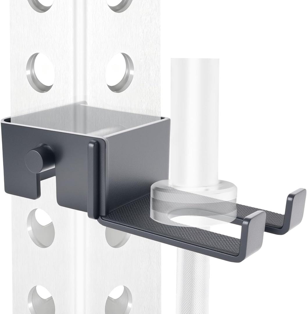 Olympic Barbell Holder for 3x3inch Power Racks, Rack-Mounted,No Tools & No Screws Required  Heavy-Duty Steel barbell Storage , Protect The Barbell Bar With Protective Padding, Saves More Space,Tool-Free Install.Vertical Barbell Holder