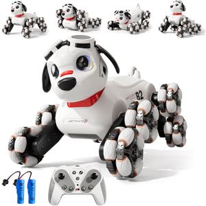 BLF FUN Remote Control Robot Dog Toys 6-8, 8WD Gesture Sensing Rc Stunt Car with Light and Music, Robot Pet Dog Toys for Kid Boys Christmas Birthday Gifts Age 8-12 (White Color)