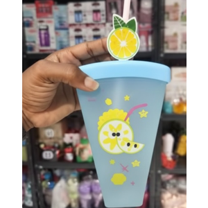 Blue Watermelon Water Bottle with Straw